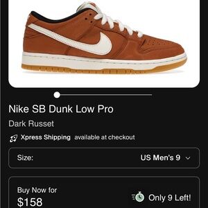 Nike SB Dunk Low Pro Men's Sneakers - Dark Russet and White